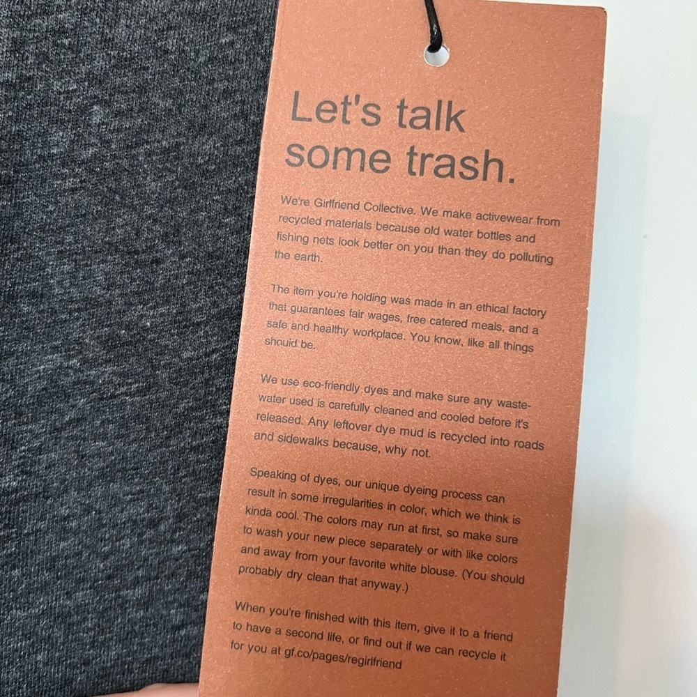 NWT Girlfriend Collective Charcoal Heather Recycled Cotton Muscle Tee - Size M‌ - Picture 6 of 10